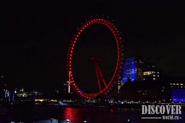 Вечерняя подсветка London Eye в 2019 году
